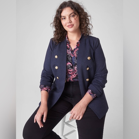 NEW Lane Bryant Faux-Denim Ponte Plus Size Bryant Blazer Women 16 Career Staple - Picture 1 of 16
